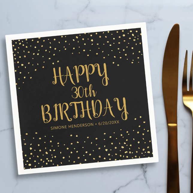 Servilleta De Papel Feliz cumpleaños Purpurina de oro a cualquier Pers (Subido por el creador)