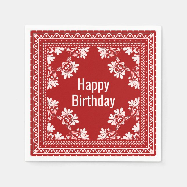 Servilleta De Papel Feliz cumpleaños Red Bandana (Anverso)