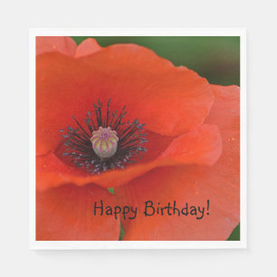 Servilleta De Papel Feliz cumpleaños Red Poppy