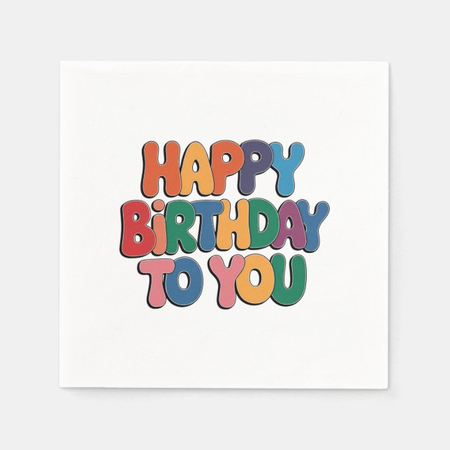 Servilleta De Papel Feliz cumpleaños retro (Anverso)