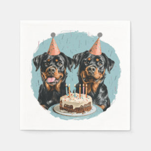 Servilleta De Papel Feliz cumpleaños Rottweiler Dogs