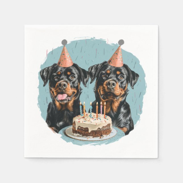 Servilleta De Papel Feliz cumpleaños Rottweiler Dogs (Anverso)