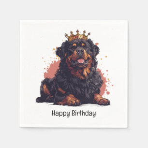 Servilleta De Papel Feliz cumpleaños Royal Rottweiler Dog Queen Crown
