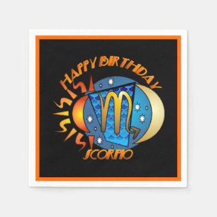 Servilleta De Papel Feliz cumpleaños Scorpio Zodiac Napkins Rótulo