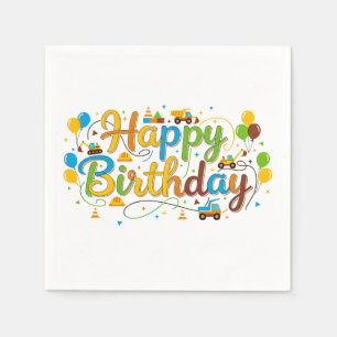 Servilleta De Papel Feliz Cumpleaños Servilletas Vehículos de Construc