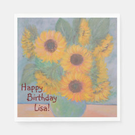 Servilleta De Papel Feliz Cumpleaños Soft Sunflower