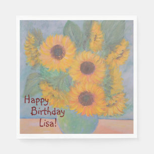 Servilleta De Papel Feliz Cumpleaños Soft Sunflower