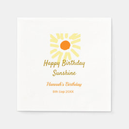 Servilleta De Papel Feliz cumpleaños sol amarillo naranja cumpleaños b