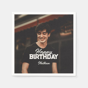 Servilleta De Papel Feliz Cumpleaños Sporty Pincel Escritura Foto