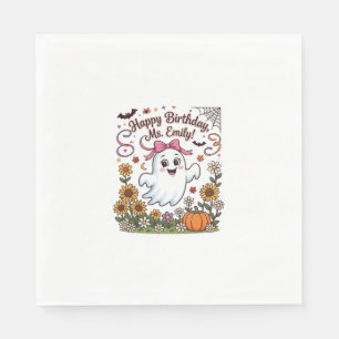 Servilleta De Papel Feliz Cumpleaños Sra Emily Halloween Fantasma Cala