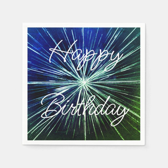 Servilleta De Papel Feliz Cumpleaños Starburst (Anverso)