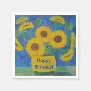 Servilleta De Papel Feliz cumpleaños Sunflower