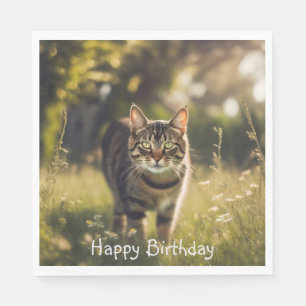 Servilleta De Papel Feliz cumpleaños Tabby Cat