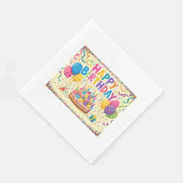 Servilleta De Papel Feliz cumpleaños tarjeta brillante fuerte en blanc