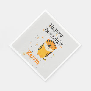 Servilleta De Papel Feliz cumpleaños tigre lindo nombre personalizado