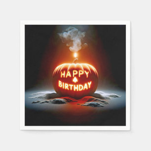Servilleta De Papel Feliz cumpleaños, vela Jack-o-lantern