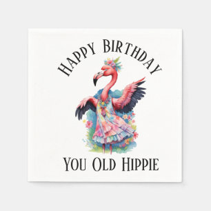 Servilleta De Papel Feliz Cumpleaños Viejo Hippie Retro Setentas