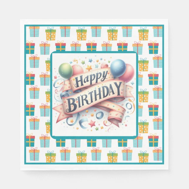 Servilleta De Papel Feliz Cumpleaños Vintage (Anverso)