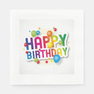 Servilleta De Papel Feliz cumpleaños/White Standard Lunchek Napkin