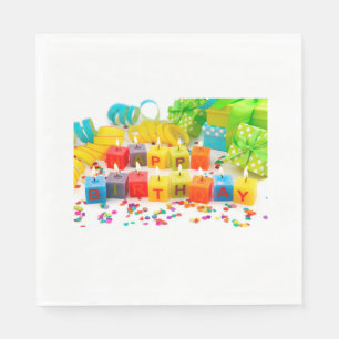 Servilleta De Papel Feliz cumpleaños/White Standard Lunchek Napkin