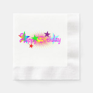 Servilleta De Papel Feliz cumpleaños y estrellas -