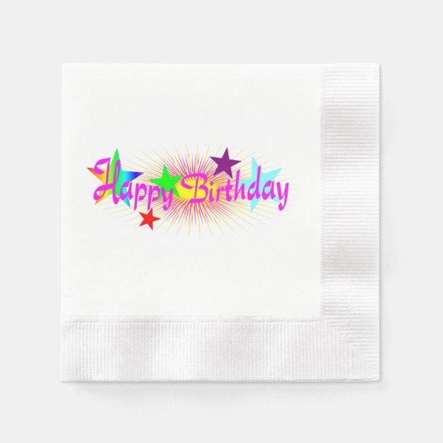 Servilleta De Papel Feliz cumpleaños y estrellas - (Anverso)
