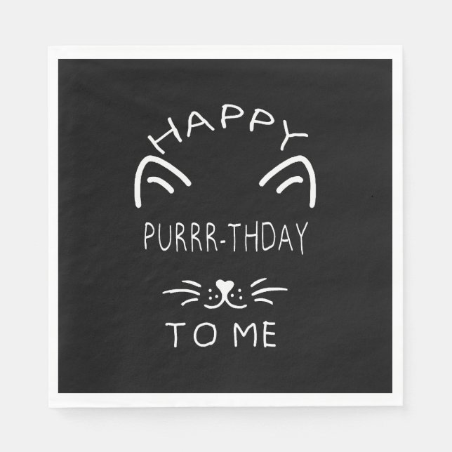 Servilleta De Papel Feliz cumpleaños y ropa de gato (Anverso)