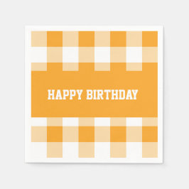 Servilleta De Papel Feliz cumpleaños Yellow Gingham