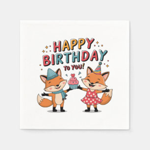 Servilleta De Papel Feliz Cumpleaños Zorros