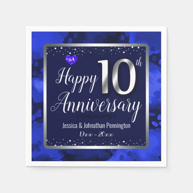Servilleta De Papel Feliz décimo aniversario Boda (Anverso)