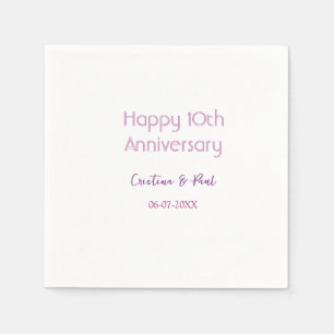 Servilleta De Papel Feliz décimo aniversario nombre de boda simple min