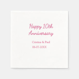 Servilleta De Papel Feliz décimo aniversario nombre de boda simple min