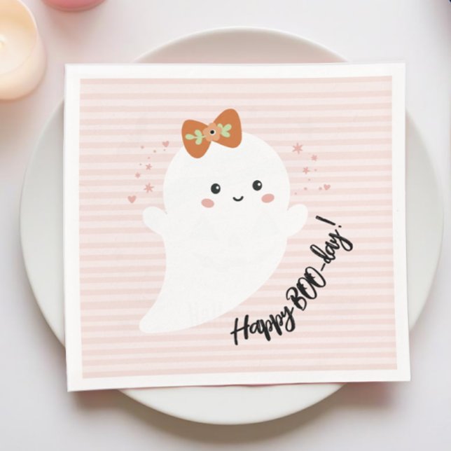 Servilleta De Papel Feliz Día BOO Cumpleaños Fantasma (Happy Booday Halloween Birthday Party Napkin)