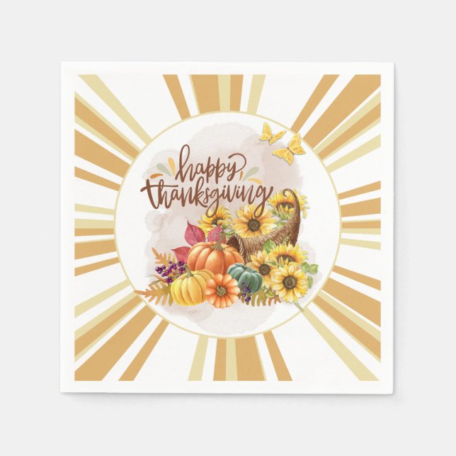 Servilleta De Papel Feliz Día de Acción de Gracias (Anverso)