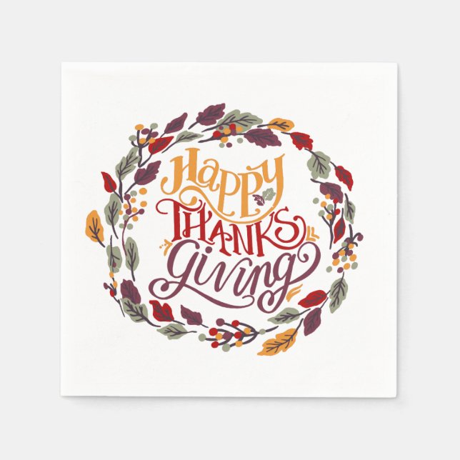 Servilleta De Papel Feliz Día de Acción de Gracias Caída Otoño Sale Wr (Anverso)