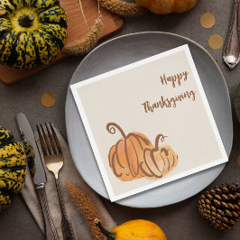 Servilleta De Papel Feliz Día de Acción de Gracias Calabaza Acuarela R
