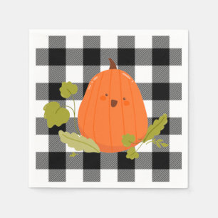 Servilleta De Papel Feliz Día de Acción de Gracias Calabaza en Cuadros