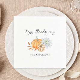 Servilleta De Papel Feliz Día de Acción de Gracias Calabaza Otoño Eleg
