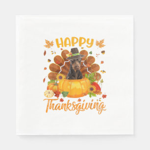 Servilleta De Papel Feliz Día de Acción de Gracias Doberman Perro Cala