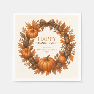Servilleta De Papel Feliz Día de Acción de Gracias Otoño Wreath Elegan