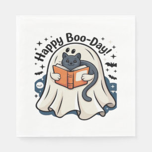 Servilleta De Papel Feliz Día de Boo Gato Fantasma PNG - Sobredimensio