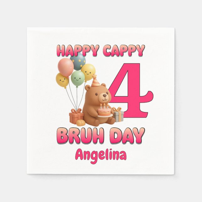 Servilleta De Papel FELIZ DÍA DE CAPPY BRUH Cumpleaños personalizado d (Anverso)