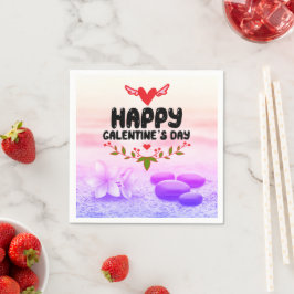 Servilleta De Papel Feliz Día de Galentine Fiesta de Corazón Rojo y Al