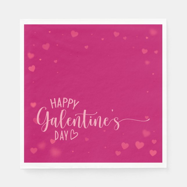 Servilleta De Papel Feliz Día de Galentine Rojo Rosa (Anverso)
