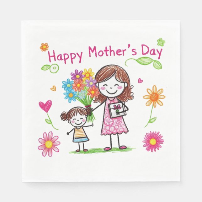 Servilleta De Papel Feliz Día de la Madre (Anverso)