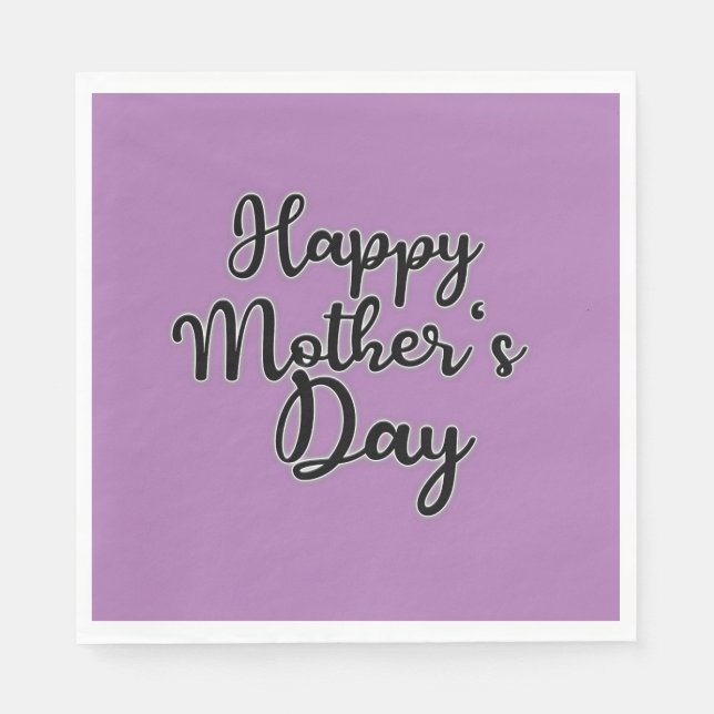 Servilleta De Papel Feliz Día de la Madre Purple Napkin (Anverso)