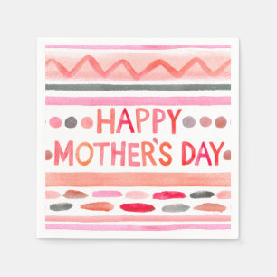 Servilleta De Papel Feliz Día de la Madre Rayas de Acuarela Rosa