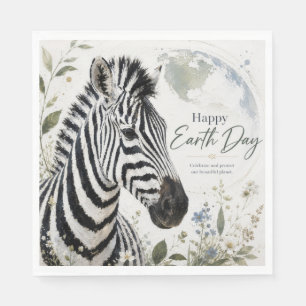 Servilleta De Papel Feliz Día de la Tierra Fauna de Cebra