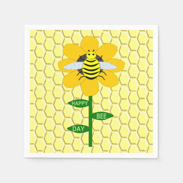 Servilleta De Papel Feliz Día de las Abejas Cumpleaños Bumblebee (Anverso)