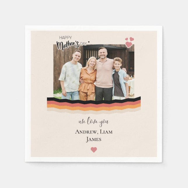 Servilleta De Papel Feliz día de madre te amamos (Anverso)